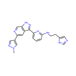 Cn1cc(-c2cc3c(-c4cccc(NCCc5cnc[nH]5)n4)n[nH]c3cn2)cn1 ZINC000205260129