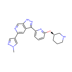 Cn1cc(-c2cc3c(-c4cccc(O[C@@H]5CCCNC5)n4)n[nH]c3cn2)cn1 ZINC000205247147