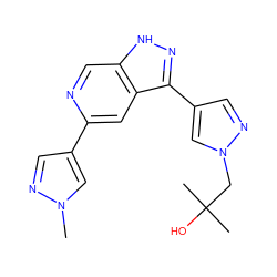 Cn1cc(-c2cc3c(-c4cnn(CC(C)(C)O)c4)n[nH]c3cn2)cn1 ZINC000205268946