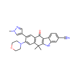 Cn1cc(-c2cc3c(cc2N2CCOCC2)C(C)(C)c2[nH]c4cc(C#N)ccc4c2C3=O)cn1 ZINC000114801140