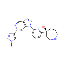 Cn1cc(-c2cc3c(cn2)cnn3-c2cccc([C@]3(O)CCCNCC3)n2)cn1 ZINC000211013843