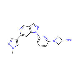 Cn1cc(-c2cc3c(cn2)cnn3-c2cccc(N3CC(N)C3)n2)cn1 ZINC000224858945