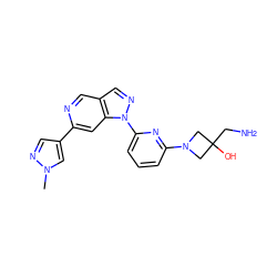 Cn1cc(-c2cc3c(cn2)cnn3-c2cccc(N3CC(O)(CN)C3)n2)cn1 ZINC000211024639