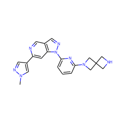 Cn1cc(-c2cc3c(cn2)cnn3-c2cccc(N3CC4(CNC4)C3)n2)cn1 ZINC000216487381