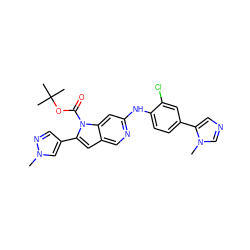 Cn1cc(-c2cc3cnc(Nc4ccc(-c5cncn5C)cc4Cl)cc3n2C(=O)OC(C)(C)C)cn1 ZINC000098209599