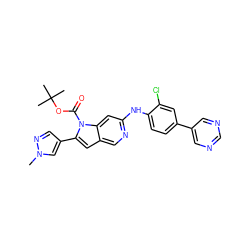 Cn1cc(-c2cc3cnc(Nc4ccc(-c5cncnc5)cc4Cl)cc3n2C(=O)OC(C)(C)C)cn1 ZINC000103250517