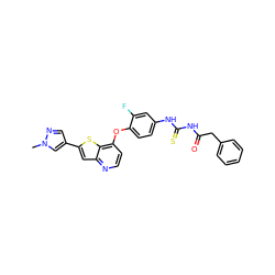 Cn1cc(-c2cc3nccc(Oc4ccc(NC(=S)NC(=O)Cc5ccccc5)cc4F)c3s2)cn1 ZINC000029043568