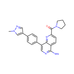 Cn1cc(-c2ccc(-c3cnc(N)c4ccc(C(=O)N5CCCC5)nc34)cc2)cn1 ZINC000653823813