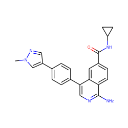 Cn1cc(-c2ccc(-c3cnc(N)c4ccc(C(=O)NC5CC5)cc34)cc2)cn1 ZINC000653826070