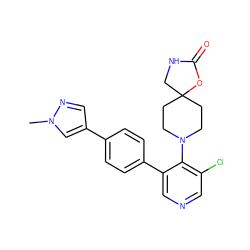 Cn1cc(-c2ccc(-c3cncc(Cl)c3N3CCC4(CC3)CNC(=O)O4)cc2)cn1 ZINC000653850176