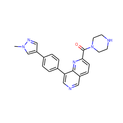 Cn1cc(-c2ccc(-c3cncc4ccc(C(=O)N5CCNCC5)nc34)cc2)cn1 ZINC000653834546