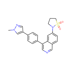 Cn1cc(-c2ccc(-c3cncc4ccc(N5CCCS5(=O)=O)cc34)cc2)cn1 ZINC000653823885