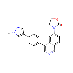 Cn1cc(-c2ccc(-c3cncc4ccc(N5CCOC5=O)cc34)cc2)cn1 ZINC000584627420