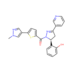 Cn1cc(-c2ccc(C(=O)N3N=C(c4cccnc4)C[C@H]3c3ccccc3O)s2)cn1 ZINC000071332136