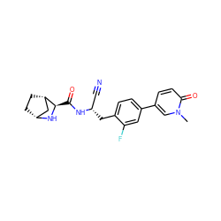 Cn1cc(-c2ccc(C[C@@H](C#N)NC(=O)[C@H]3N[C@@H]4CC[C@H]3C4)c(F)c2)ccc1=O ZINC000219291927