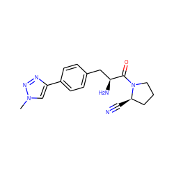 Cn1cc(-c2ccc(C[C@H](N)C(=O)N3CCC[C@H]3C#N)cc2)nn1 ZINC000096913792