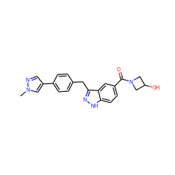 Cn1cc(-c2ccc(Cc3n[nH]c4ccc(C(=O)N5CC(O)C5)cc34)cc2)cn1 ZINC000653737500