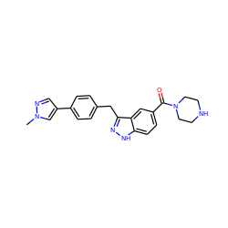 Cn1cc(-c2ccc(Cc3n[nH]c4ccc(C(=O)N5CCNCC5)cc34)cc2)cn1 ZINC000653737659