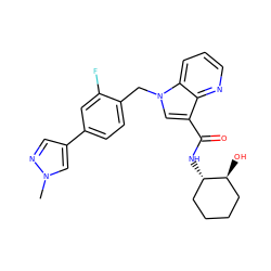 Cn1cc(-c2ccc(Cn3cc(C(=O)N[C@H]4CCCC[C@@H]4O)c4ncccc43)c(F)c2)cn1 ZINC000473133754