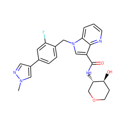 Cn1cc(-c2ccc(Cn3cc(C(=O)N[C@H]4COCC[C@@H]4O)c4ncccc43)c(F)c2)cn1 ZINC000473133679