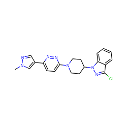 Cn1cc(-c2ccc(N3CCC(n4nc(Cl)c5ccccc54)CC3)nn2)cn1 ZINC000473179714