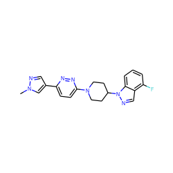 Cn1cc(-c2ccc(N3CCC(n4ncc5c(F)cccc54)CC3)nn2)cn1 ZINC000218764467