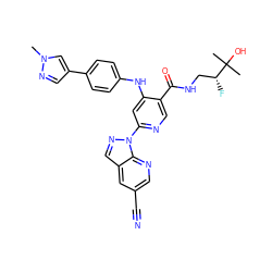 Cn1cc(-c2ccc(Nc3cc(-n4ncc5cc(C#N)cnc54)ncc3C(=O)NC[C@@H](F)C(C)(C)O)cc2)cn1 ZINC001772637983