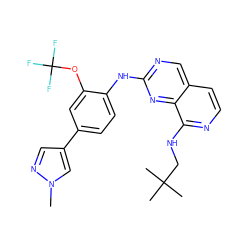 Cn1cc(-c2ccc(Nc3ncc4ccnc(NCC(C)(C)C)c4n3)c(OC(F)(F)F)c2)cn1 ZINC000223697141