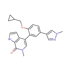 Cn1cc(-c2ccc(OCC3CC3)c(-c3cn(C)c(=O)c4[nH]ccc34)c2)cn1 ZINC000146780811