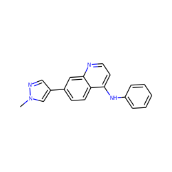 Cn1cc(-c2ccc3c(Nc4ccccc4)ccnc3c2)cn1 ZINC001772613092