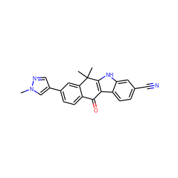 Cn1cc(-c2ccc3c(c2)C(C)(C)c2[nH]c4cc(C#N)ccc4c2C3=O)cn1 ZINC000114801471