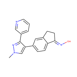 Cn1cc(-c2ccc3c(c2)CC/C3=N\O)c(-c2cccnc2)n1 ZINC000040974799