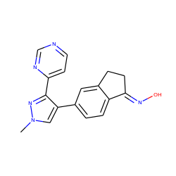 Cn1cc(-c2ccc3c(c2)CC/C3=N\O)c(-c2ccncn2)n1 ZINC000040429142