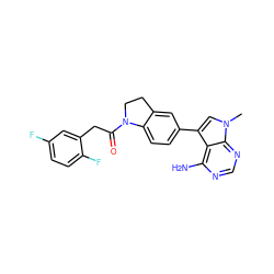 Cn1cc(-c2ccc3c(c2)CCN3C(=O)Cc2cc(F)ccc2F)c2c(N)ncnc21 ZINC000095557715