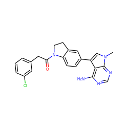 Cn1cc(-c2ccc3c(c2)CCN3C(=O)Cc2cccc(Cl)c2)c2c(N)ncnc21 ZINC000095552680