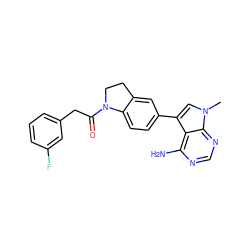 Cn1cc(-c2ccc3c(c2)CCN3C(=O)Cc2cccc(F)c2)c2c(N)ncnc21 ZINC000095556637