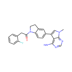 Cn1cc(-c2ccc3c(c2)CCN3C(=O)Cc2ccccc2F)c2c(N)ncnc21 ZINC000095554599