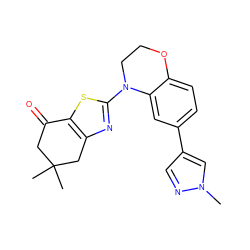 Cn1cc(-c2ccc3c(c2)N(c2nc4c(s2)C(=O)CC(C)(C)C4)CCO3)cn1 ZINC000040379053