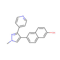 Cn1cc(-c2ccc3cc(O)ccc3c2)c(-c2ccncc2)n1 ZINC000038207484