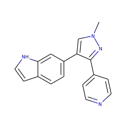 Cn1cc(-c2ccc3cc[nH]c3c2)c(-c2ccncc2)n1 ZINC000071340385