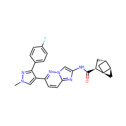 Cn1cc(-c2ccc3nc(NC(=O)[C@H]4C[C@H]5C[C@@]46C[C@H]56)cn3n2)c(-c2ccc(F)cc2)n1 ZINC001772582924