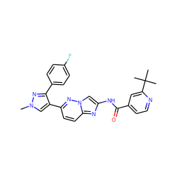 Cn1cc(-c2ccc3nc(NC(=O)c4ccnc(C(C)(C)C)c4)cn3n2)c(-c2ccc(F)cc2)n1 ZINC001772652106