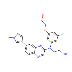 Cn1cc(-c2ccc3ncc(N(CCN)c4cc(F)cc(OCCO)c4)nc3c2)cn1 ZINC000219347974