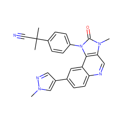 Cn1cc(-c2ccc3ncc4c(c3c2)n(-c2ccc(C(C)(C)C#N)cc2)c(=O)n4C)cn1 ZINC000169354022