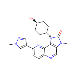 Cn1cc(-c2ccc3ncc4c(c3n2)n([C@H]2CC[C@H](O)CC2)c(=O)n4C)cn1 ZINC000261191040