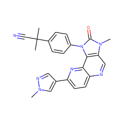 Cn1cc(-c2ccc3ncc4c(c3n2)n(-c2ccc(C(C)(C)C#N)cc2)c(=O)n4C)cn1 ZINC000118540712