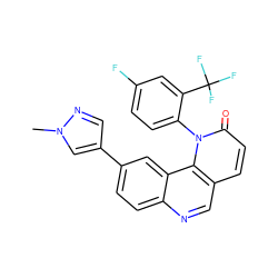 Cn1cc(-c2ccc3ncc4ccc(=O)n(-c5ccc(F)cc5C(F)(F)F)c4c3c2)cn1 ZINC000071319127