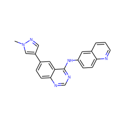 Cn1cc(-c2ccc3ncnc(Nc4ccc5ncccc5c4)c3c2)cn1 ZINC000653837813