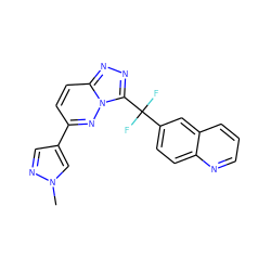 Cn1cc(-c2ccc3nnc(C(F)(F)c4ccc5ncccc5c4)n3n2)cn1 ZINC000043170515