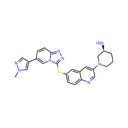 Cn1cc(-c2ccc3nnc(Sc4ccc5ncc(N6CCC[C@H](N)C6)cc5c4)n3c2)cn1 ZINC000205070589